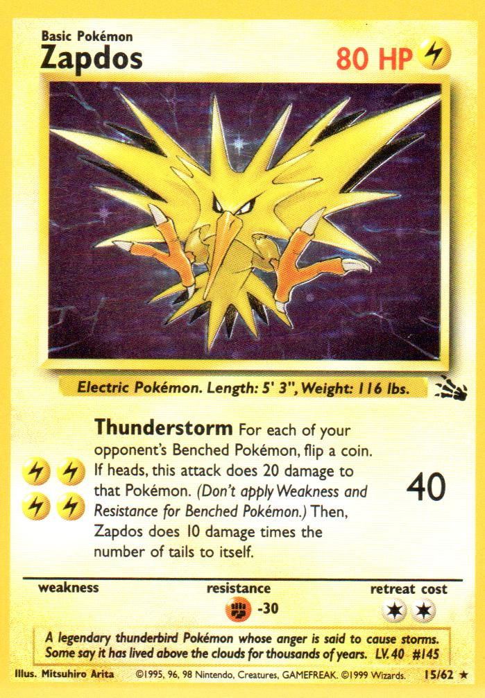 Zapdos - 15/62 - Holo Rare - Unlimited Edition